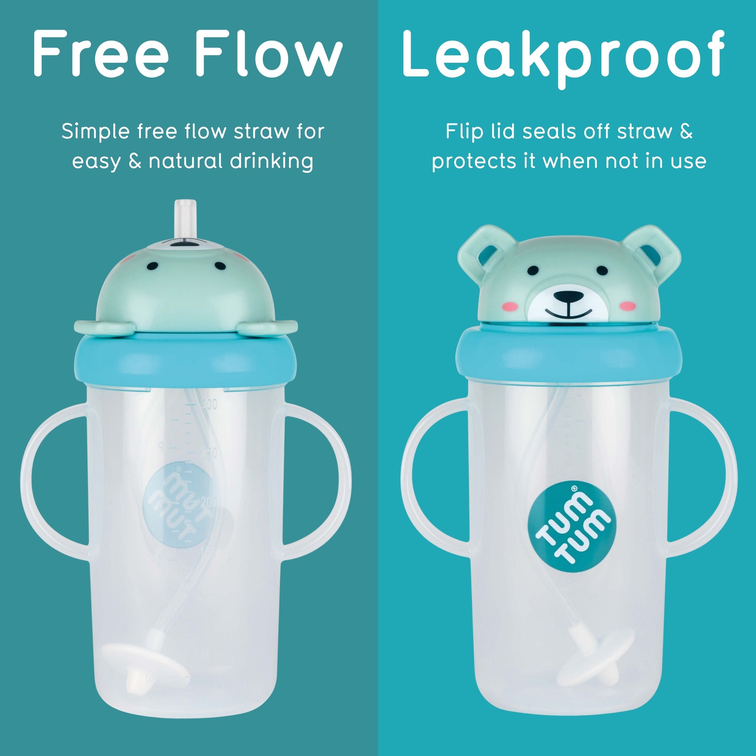Tum Tum Tall Tippy Up Sippy Cup Boris Bear 300 ml à paille lestée
