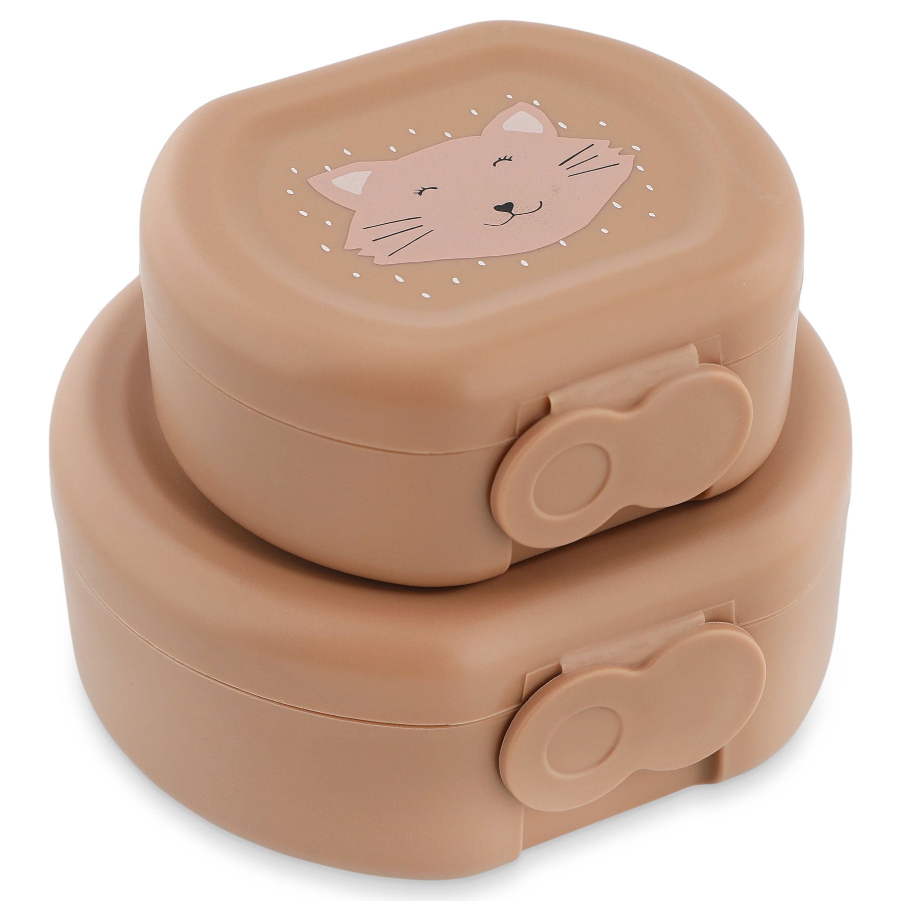 Trixie Baby Boîtes à goûter à clip Mrs. Cat, lot de 2, lavables au lave-vaisselle