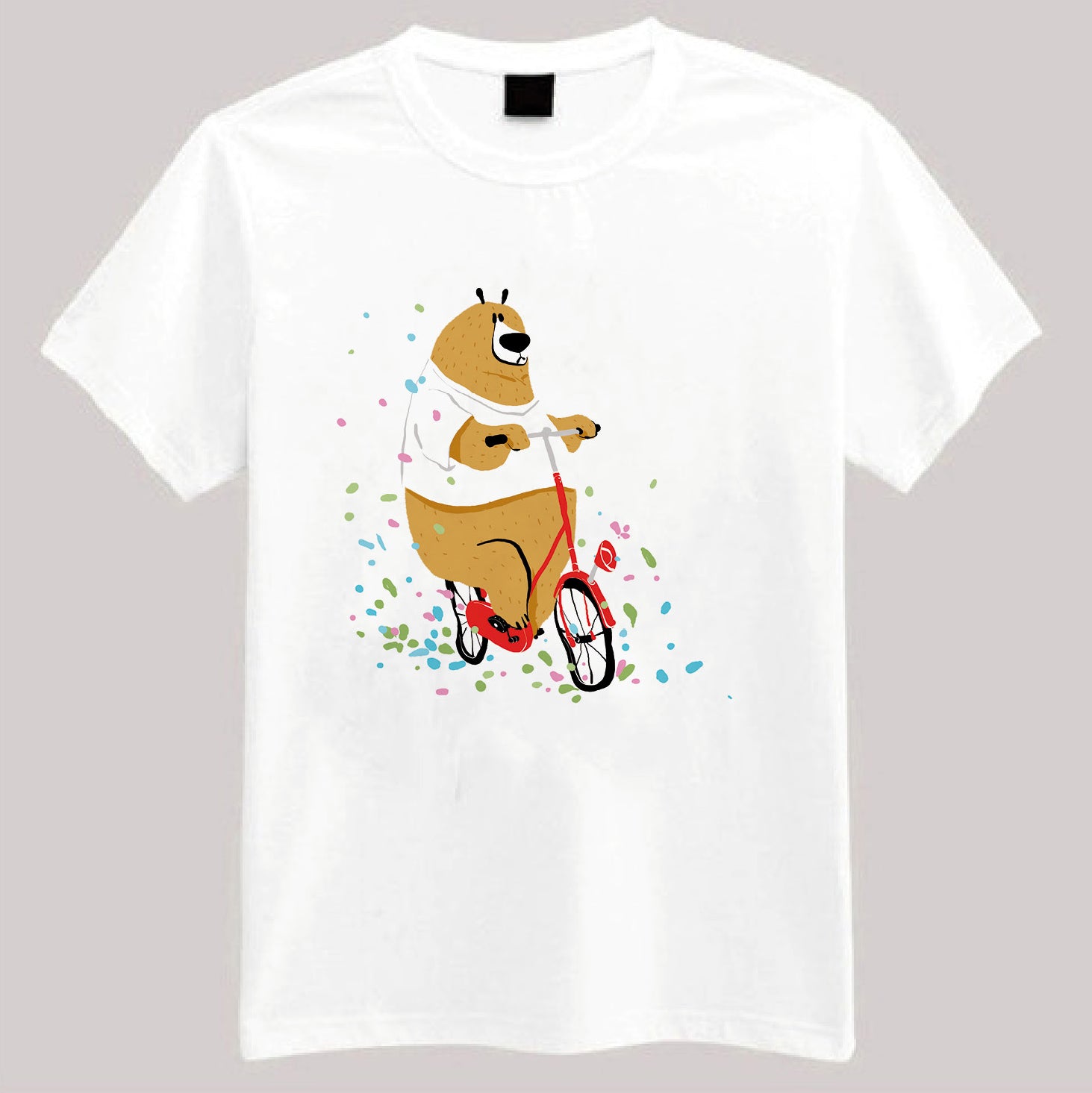 PIOLOU Le T-Shirt Ours à vélo t-shirt blanc 1-2 ans coton