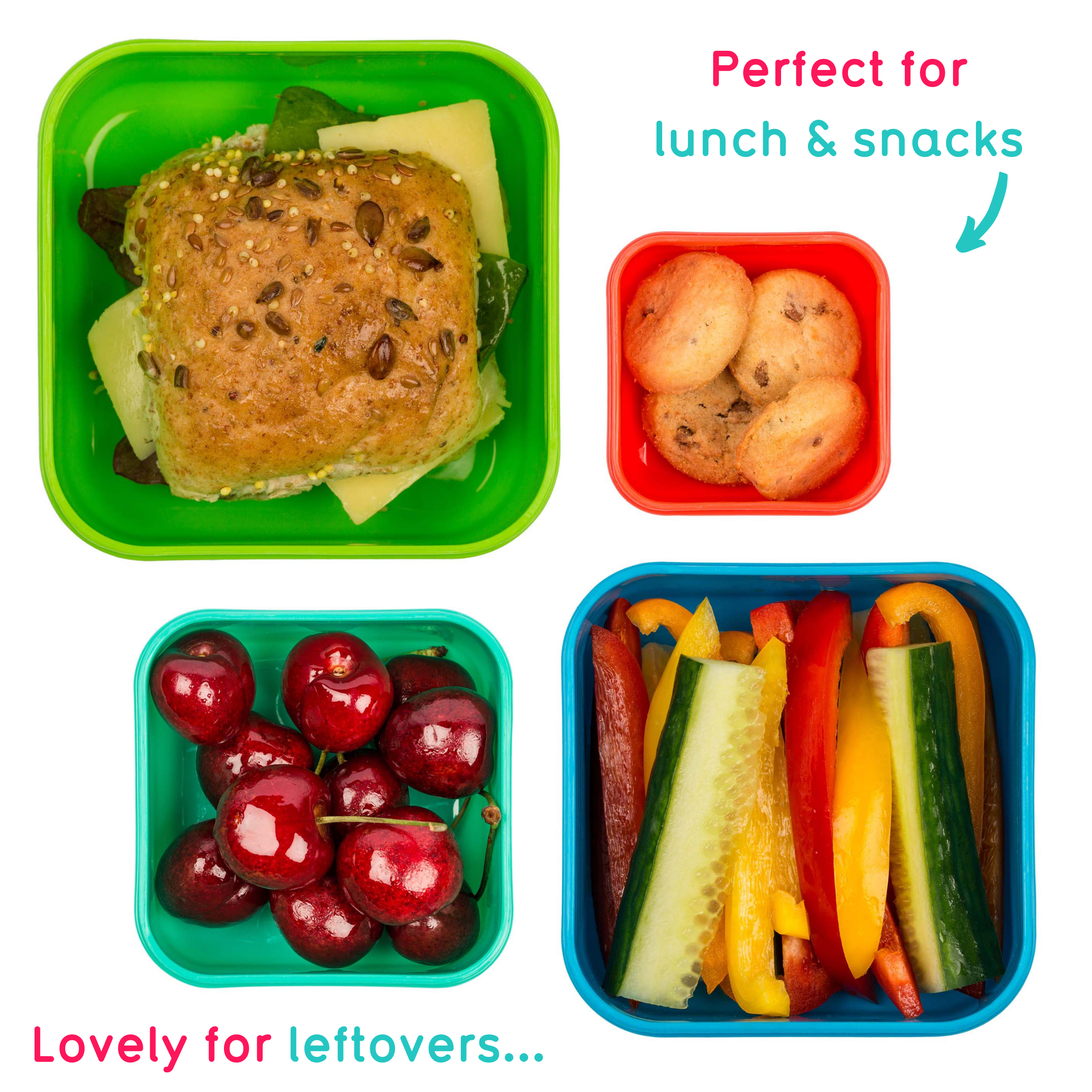 Tum Tum Lunch Boxes Set of 4 Nesting Snack Pots boîtes à goûter enfant Scruff the Dog