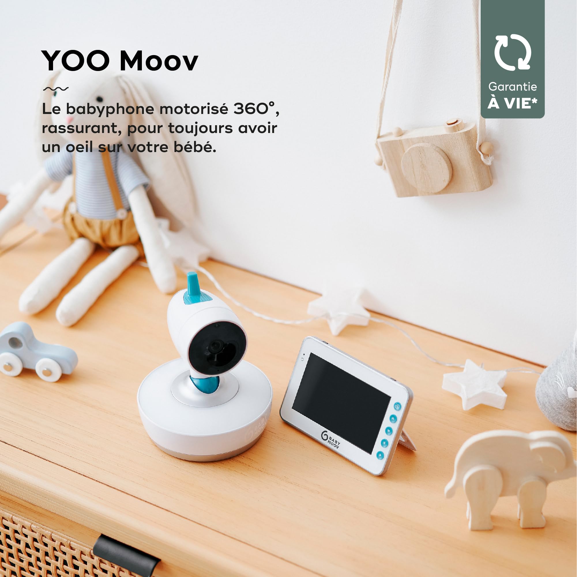 Babymoov YOO Moov babyphone vidéo caméra motorisée, écran 4,3 pouces
