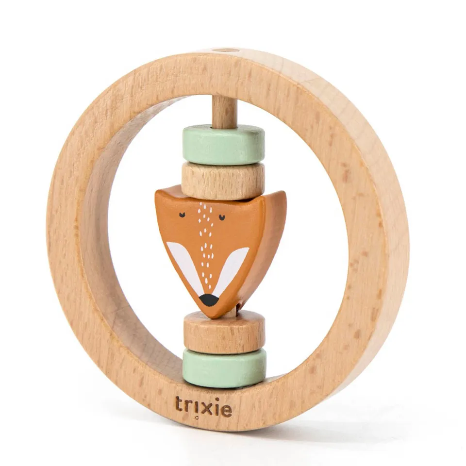 Trixie Baby Premiers jouets Mr. Fox hochet rond en bois
