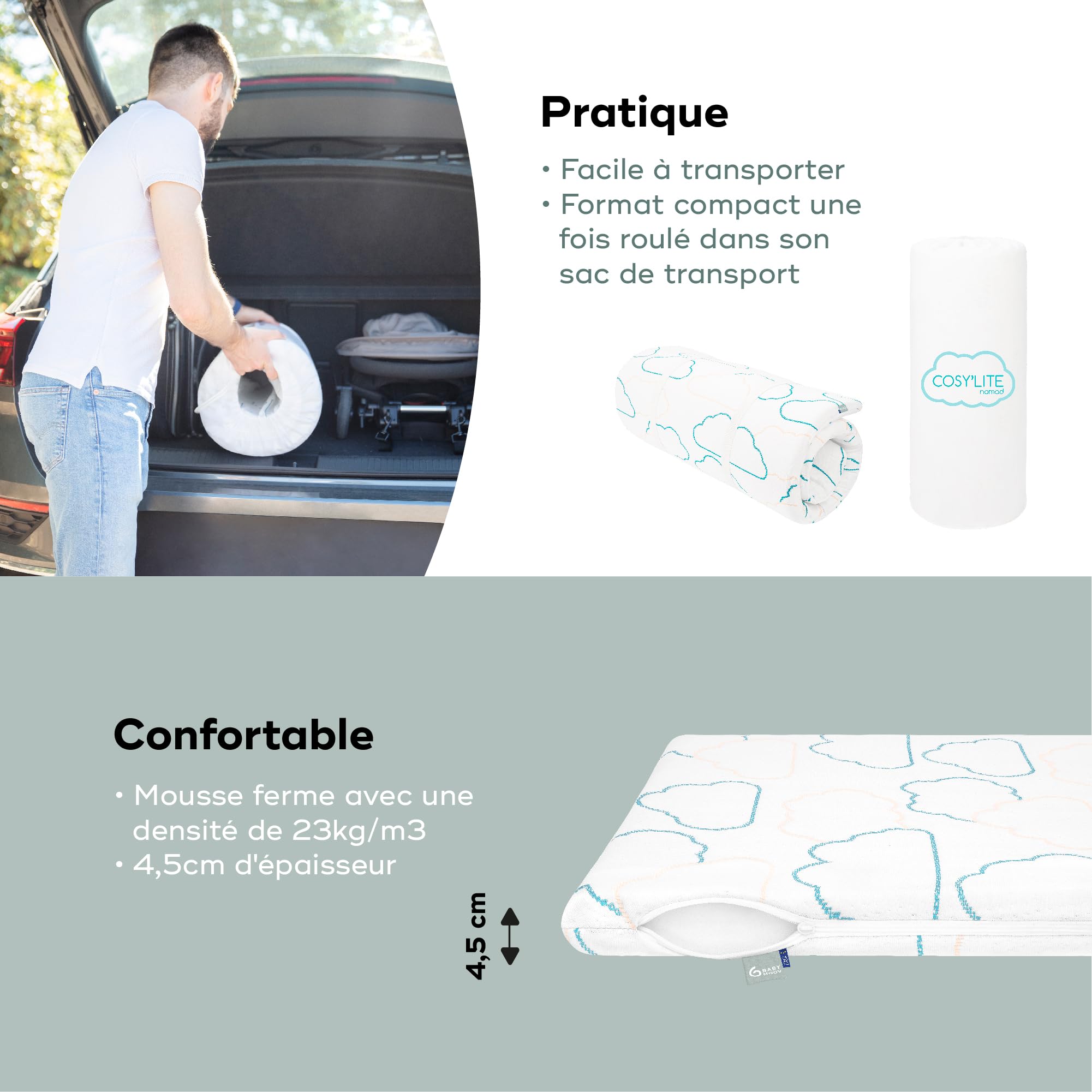 Babymoov Moov / Moov & Cosy'Lite Nomad matelas de voyage 60 × 120 cm