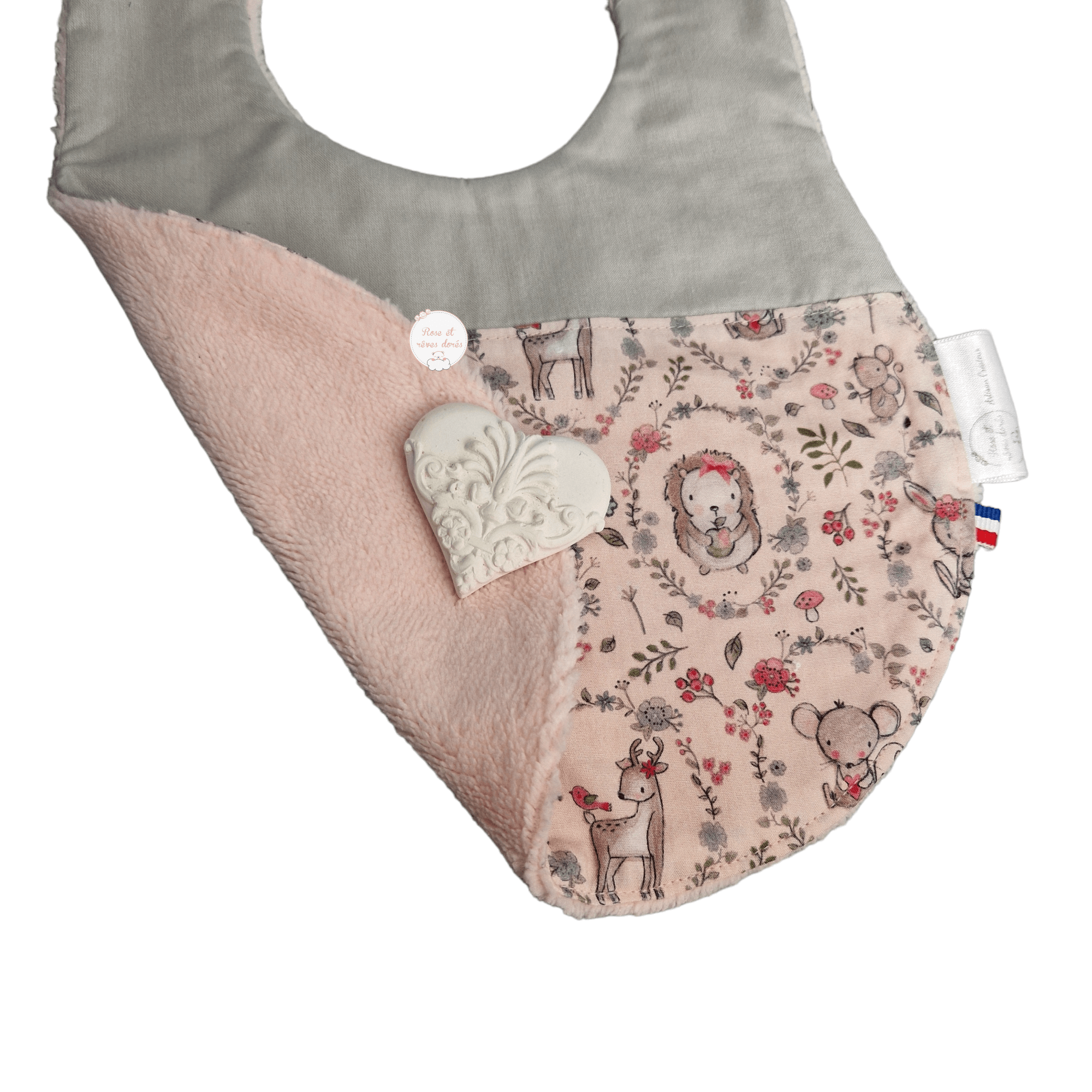 Rose et rêves dorés Bavoirs Trio de bavoir bébé doux animaux lot de 3