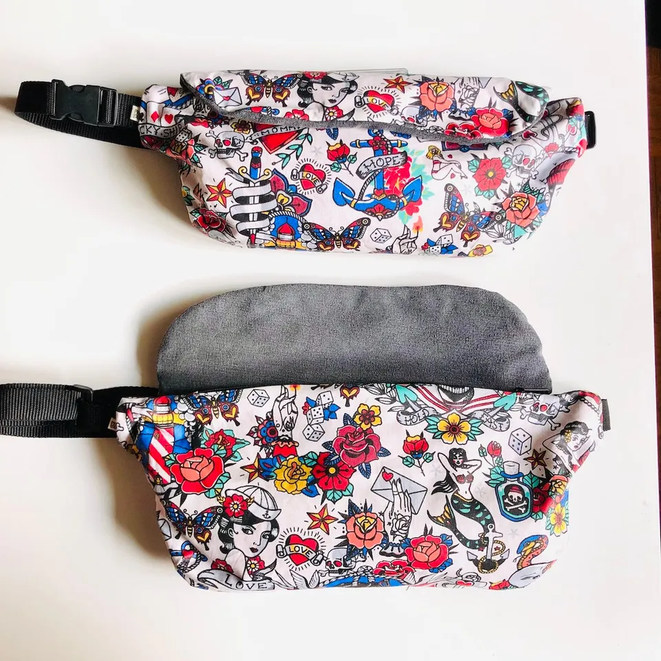 PIOLOU Le Sac Banane La banane enduite blanche tatoo PM