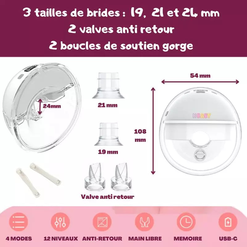 Baby-Crea Tire-lait électrique K-Baby portable sans fil 180 ml