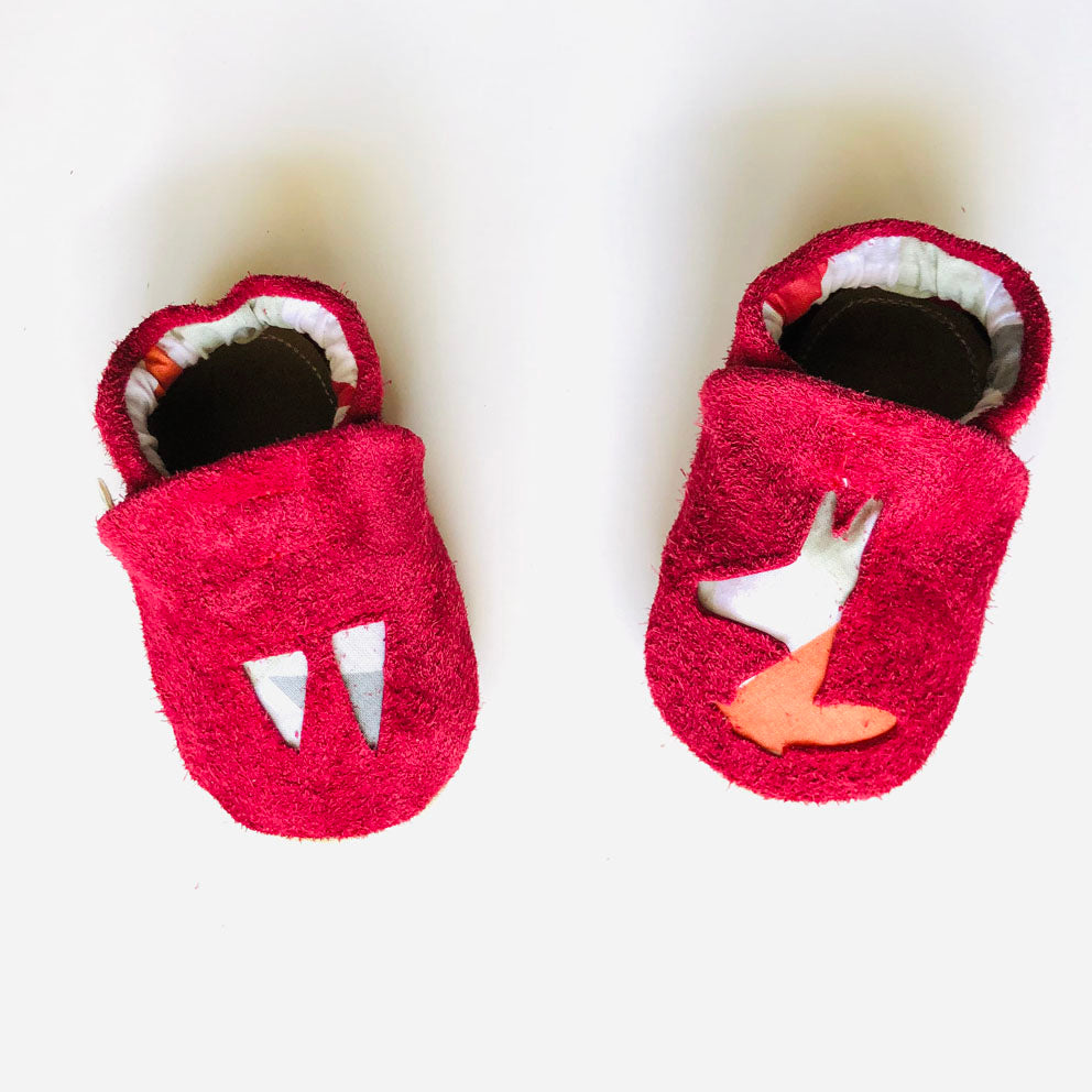 PIOLOU Les Chaussons en cuir chaussons bébé rouge 6-12 mois antidérapants
