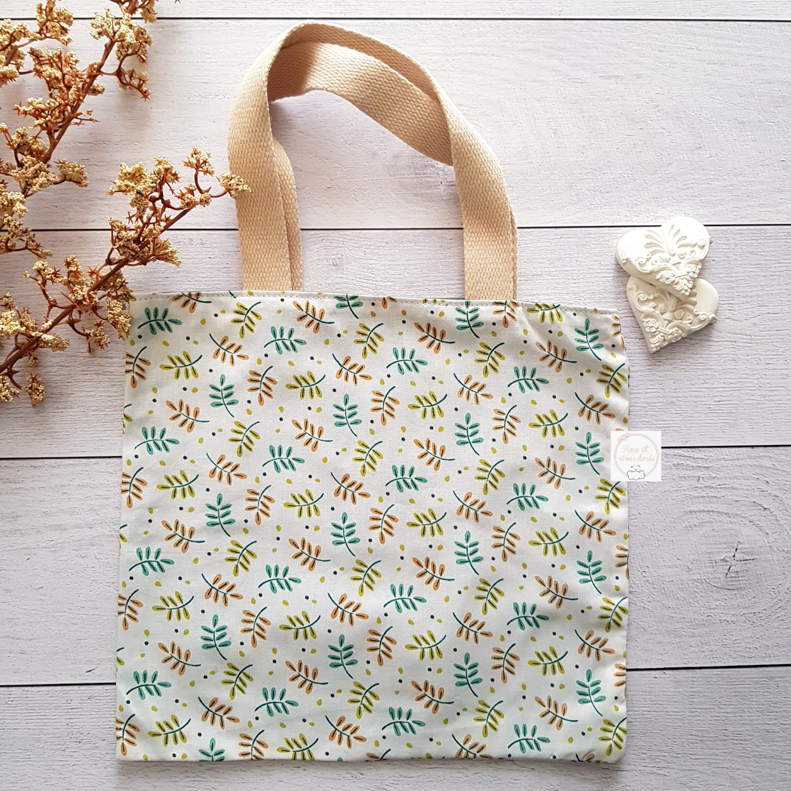 Rose et rêves dorés Sacs divers P’tit tote bag enfant réversible Doux Feuillages