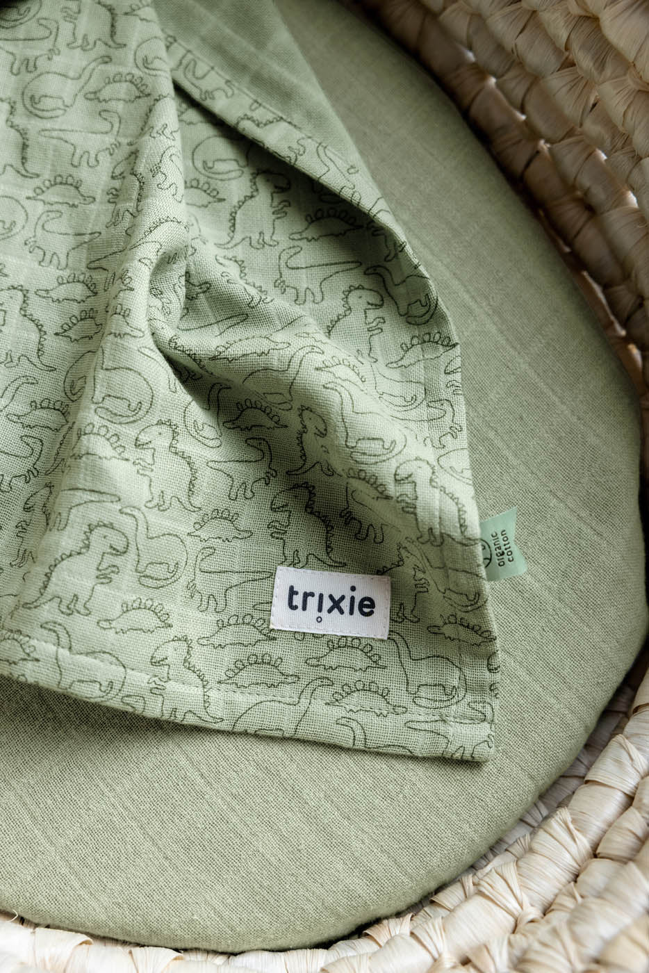 Trixie Baby Langes en mousseline Daring Dino lange 110x110 cm coton bio