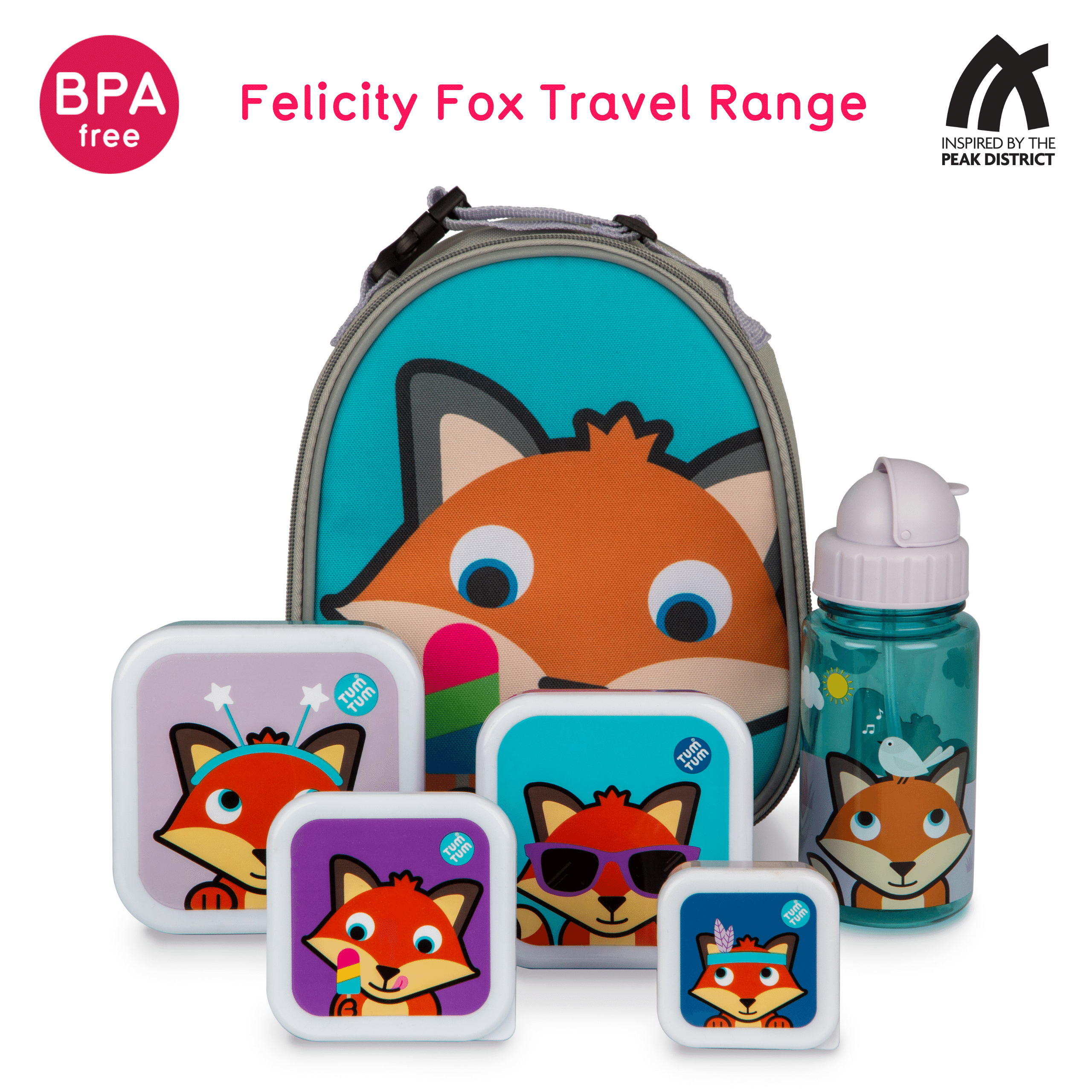 Tum Tum Water Bottles Felicity Fox gourde 400 ml à paille