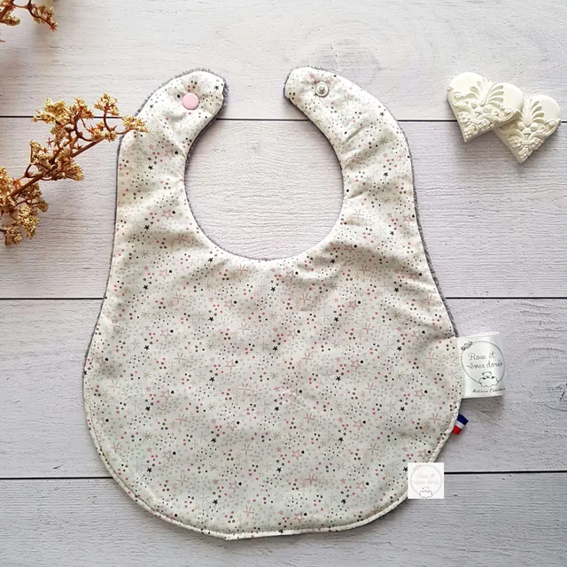 Rose et rêves dorés Bavoirs Mille Etoiles bavoir bébé coton et bambou