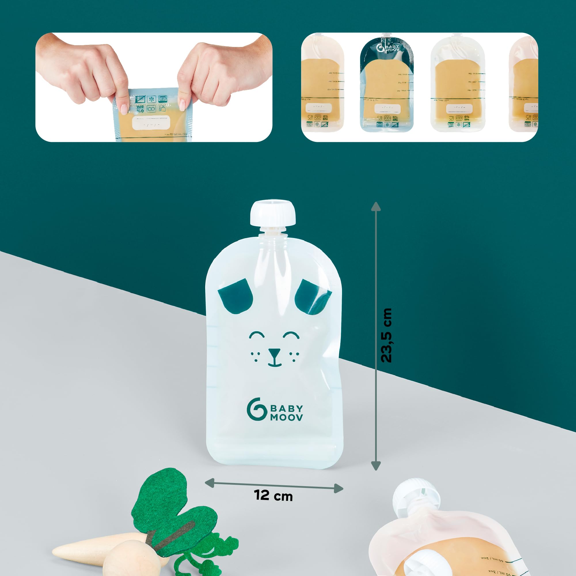 Babymoov Isy Babybols gourdes réutilisables 150 ml, lot de 20 sans BPA