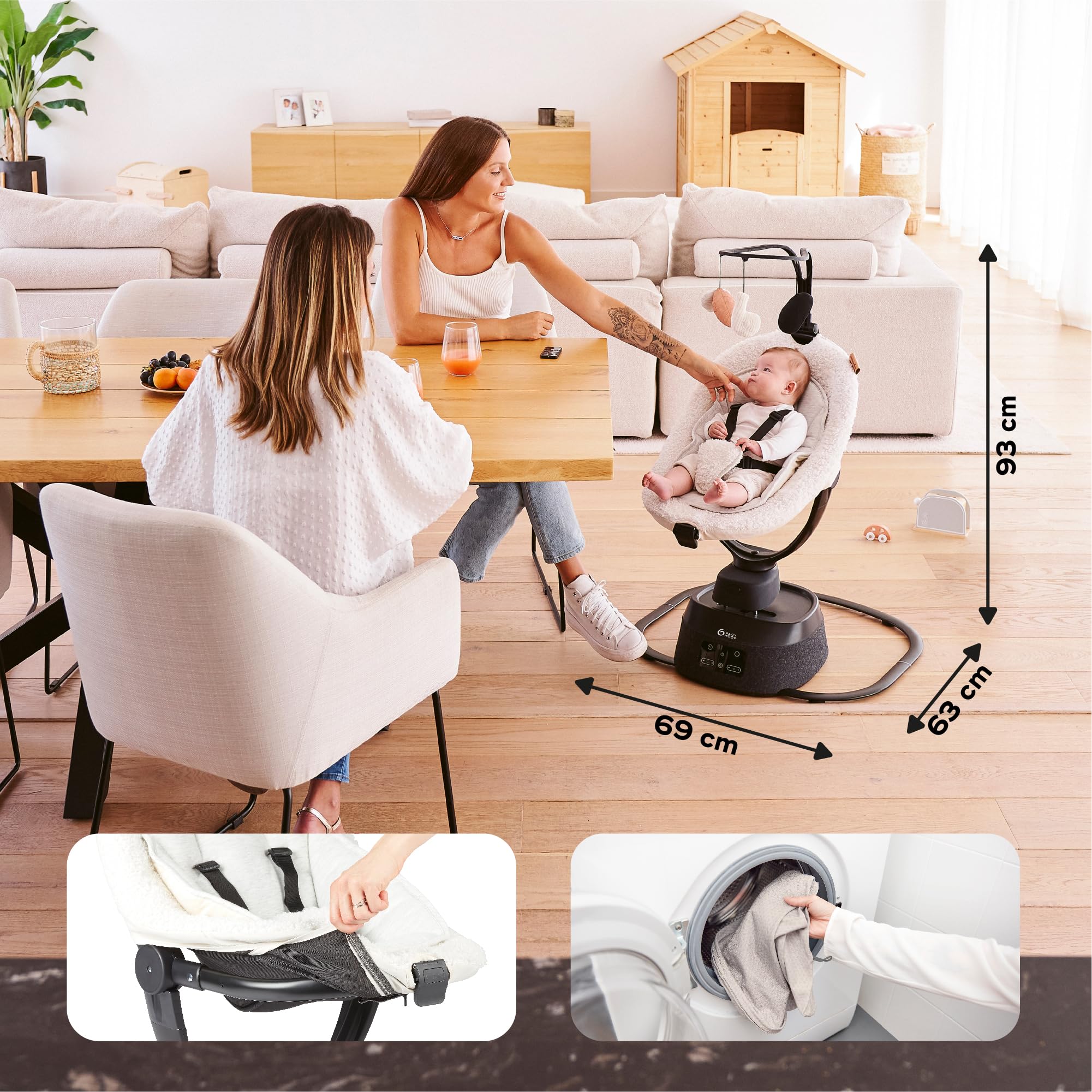 Babymoov Swoon Evolution Curl White balancelle électrique bébé