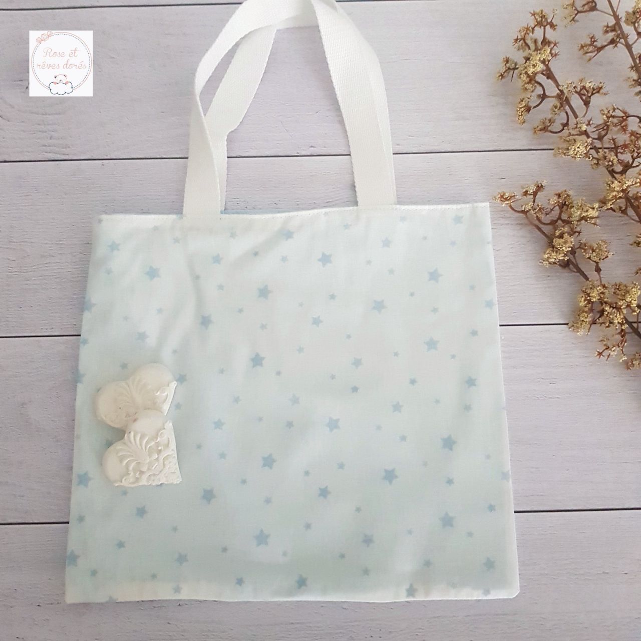 Rose et rêves dorés Sacs divers P’tit tote bag réversible Dragée