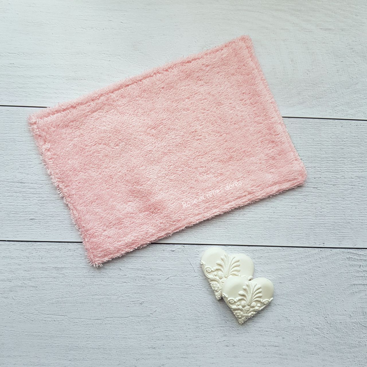 Rose et rêves dorés Lingettes, serviette visage, gants Lingette grand format B rose coton éponge