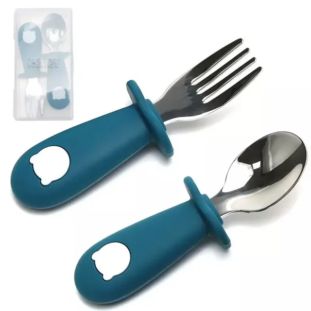 Baby-Crea Vaisselle Bébé couvert inox ergonomique rouge tommette dès 12 mois