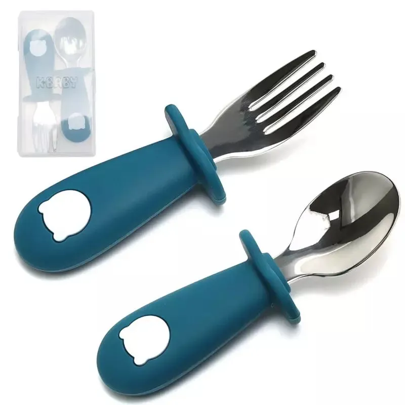 Baby-Crea Vaisselle Bébé couvert inox ergonomique rouge tommette dès 12 mois