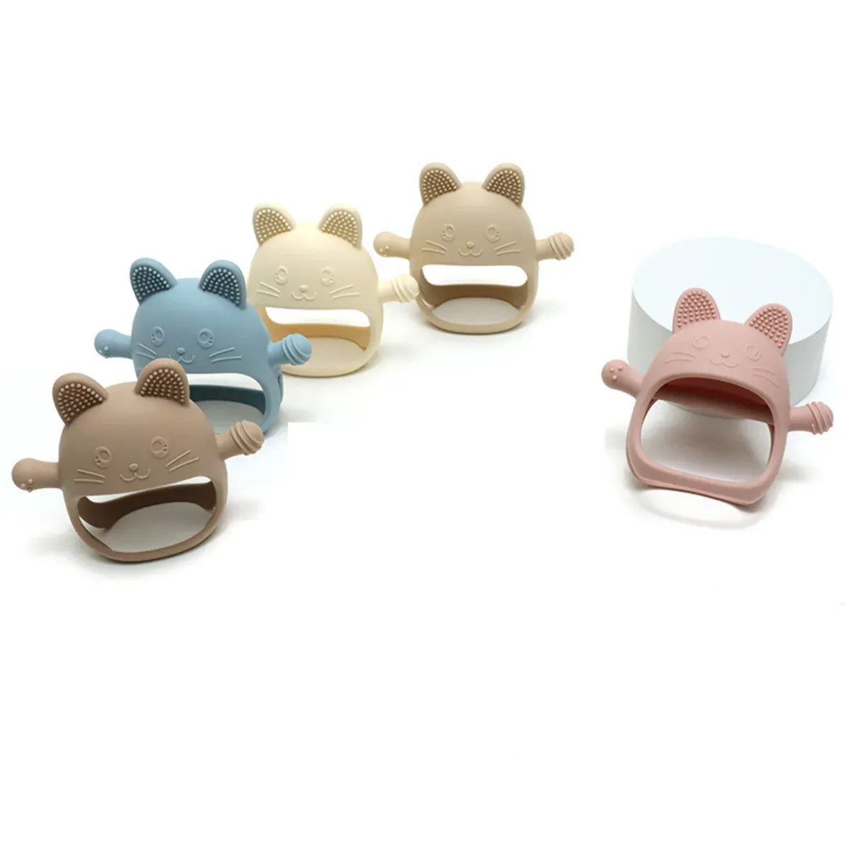 Baby-Crea Anneau de dentition bébé chat rose en silicone sans BPA