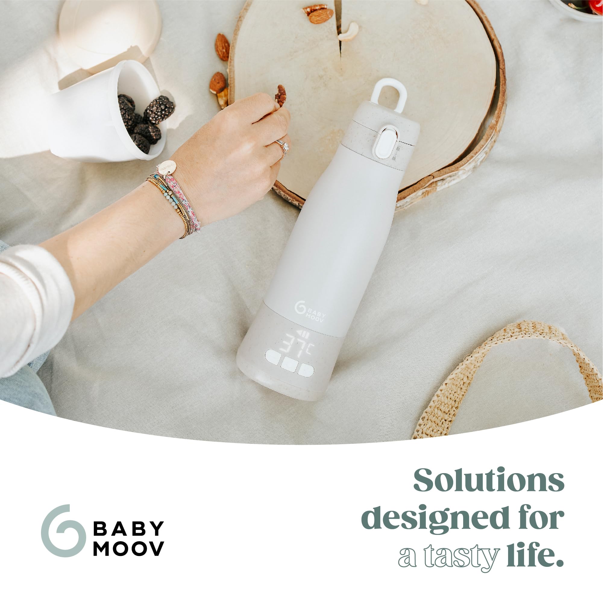 Babymoov Moov & Feed chauffe-biberon nomade beige 340 ml sans fil