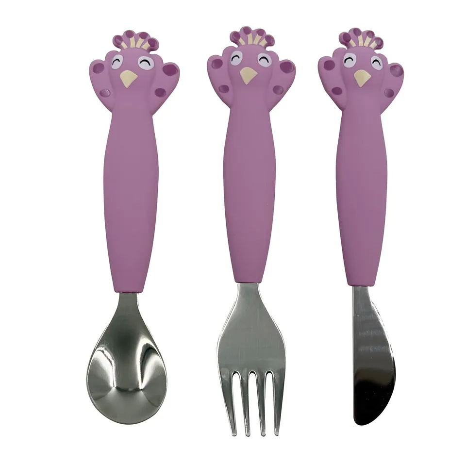 Trixie Baby Couverts Couverts 3 pièces en silicone Mrs. Peacock bébé