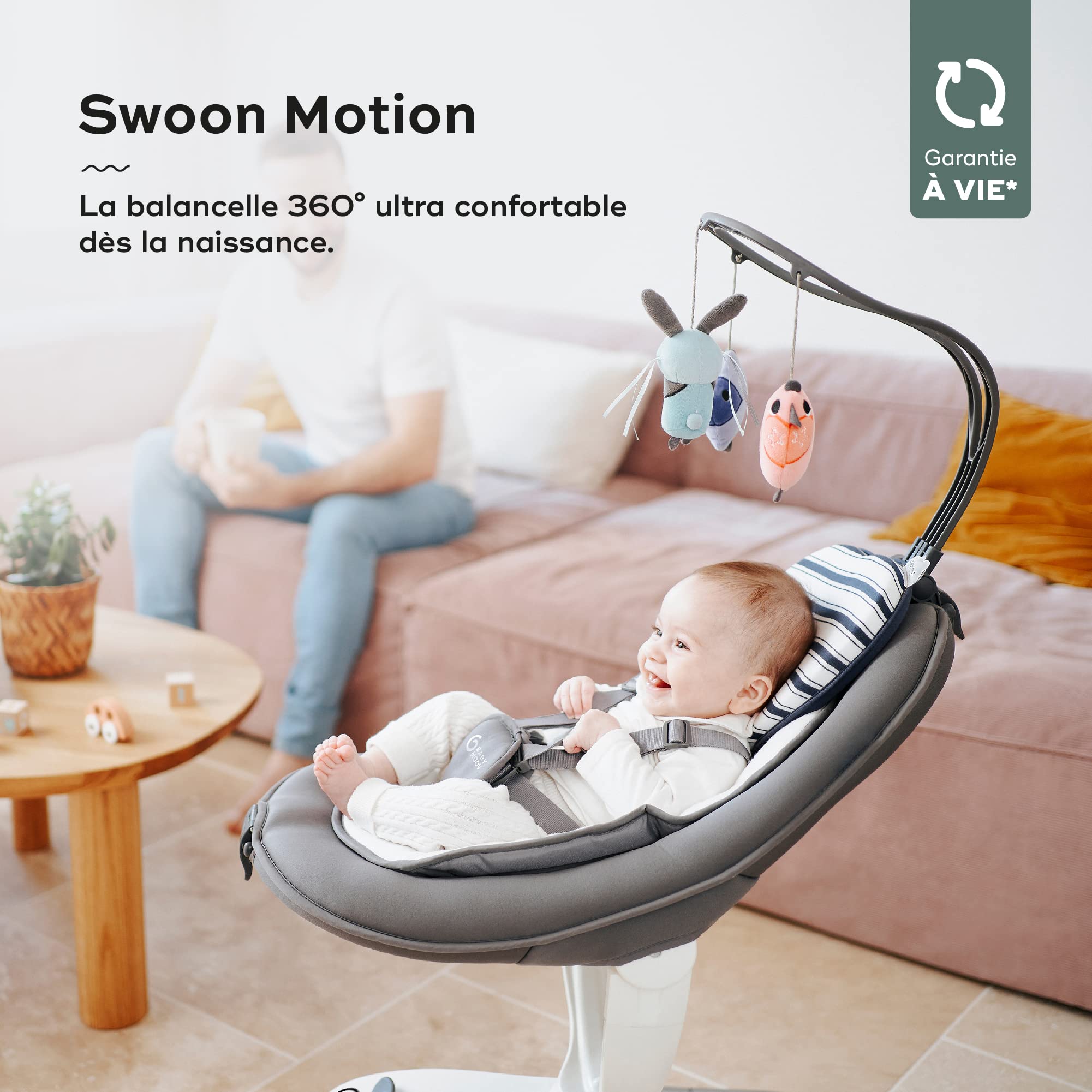 Babymoov Swoon Motion balancelle électrique Zinc avec assise rotative