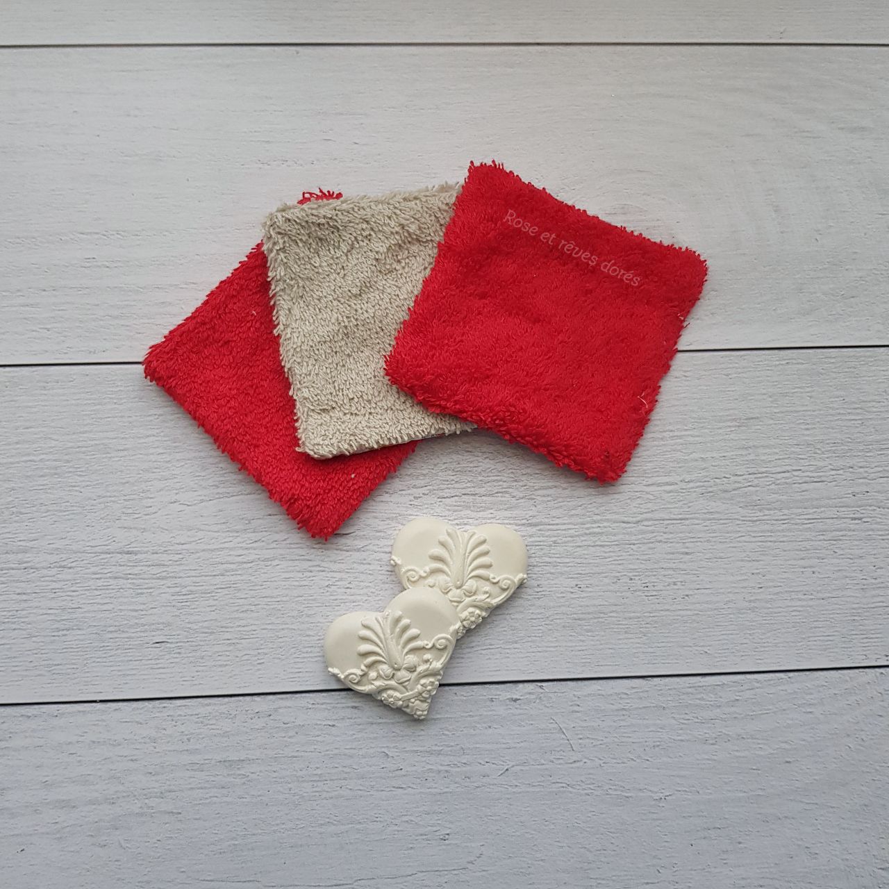 Rose et rêves dorés Lingettes Floral Waltz lot de 3 en coton
