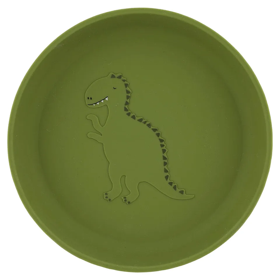 Trixie Baby Vaisselle Assiette silicone Mr. Dino rebord haut