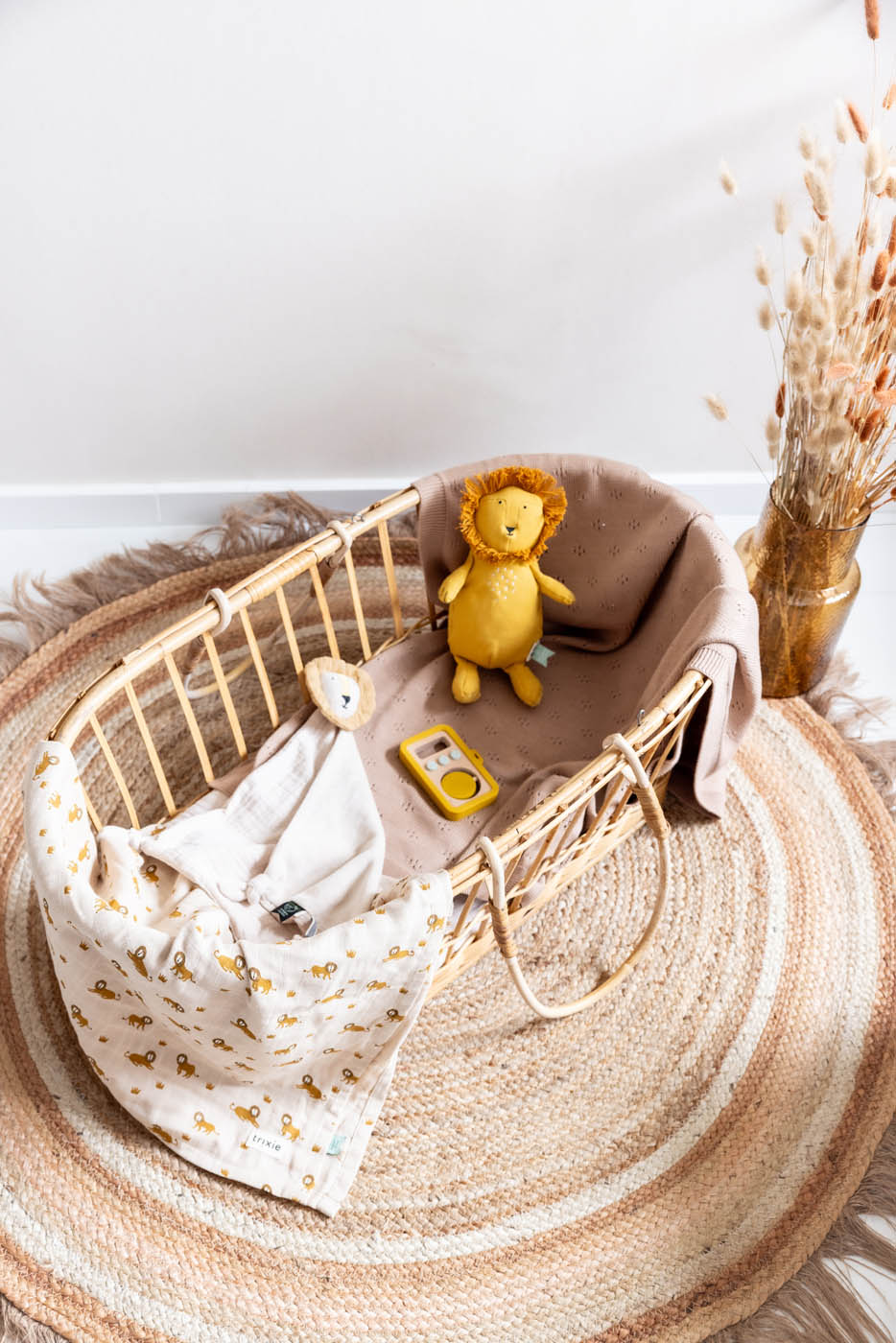 Trixie Baby Langes en mousseline Lange en mousseline 110x110cm Lively Lion coton bio