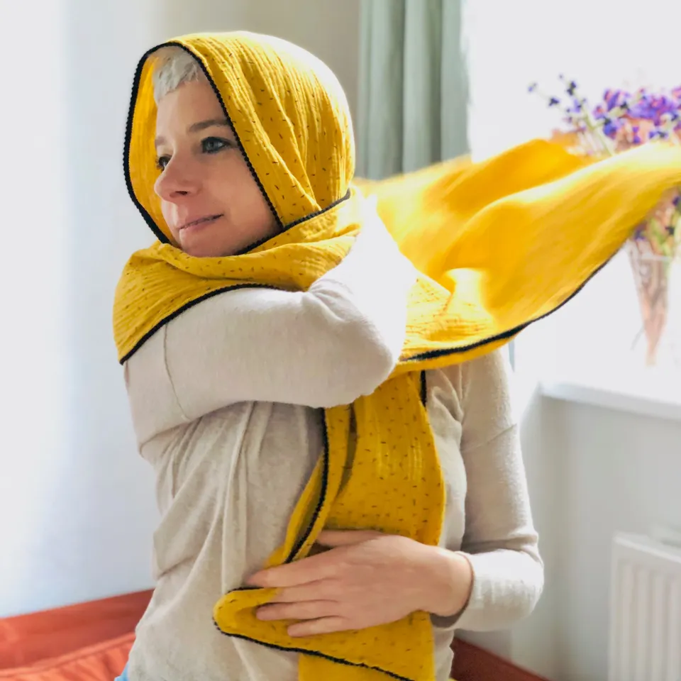 PIOLOU Le foulard foulard jaune 50 x 170 cm en double gaze