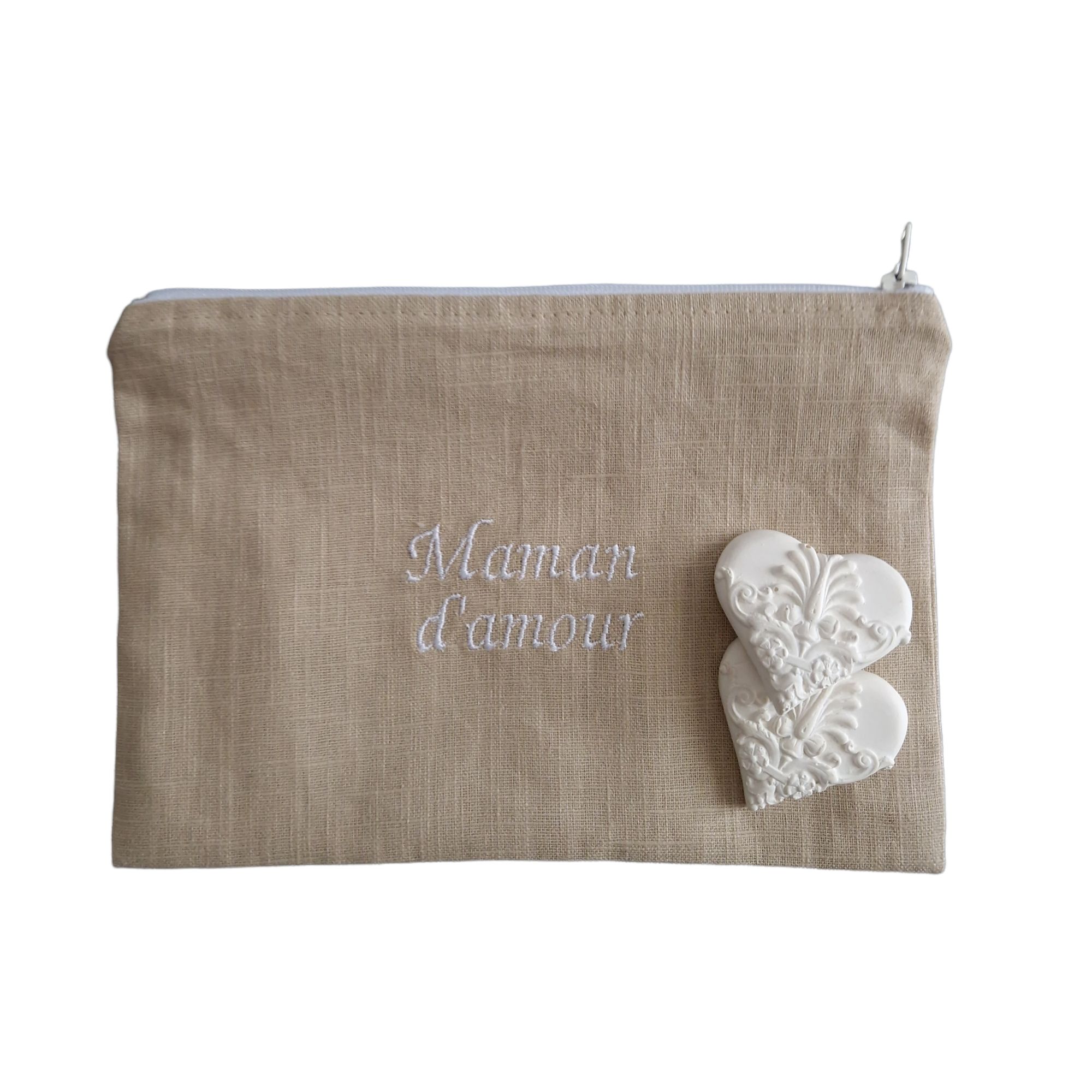 Rose et rêves dorés Pochettes et trousses diverses Pochette brodée Maman d’amour