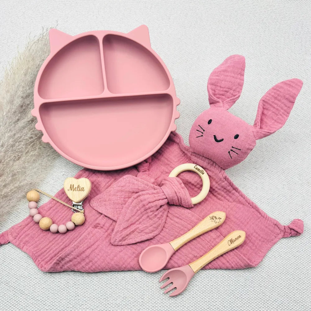 Baby-Crea Coffret repas bébé coffret repas vert olive avec doudou