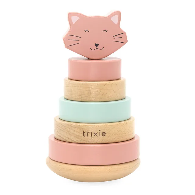 Trixie Baby Jouets à empiler Tour à empiler en bois Mrs. Cat