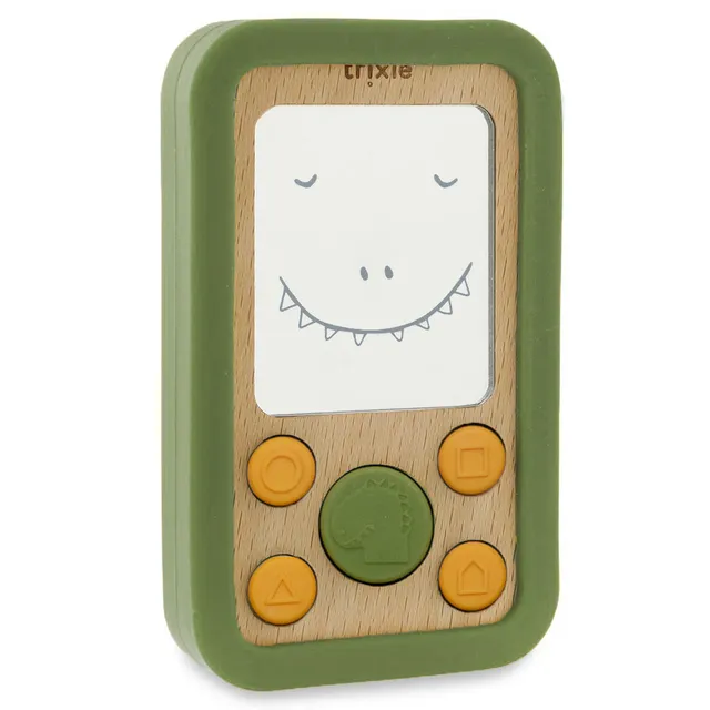 Trixie Baby Premiers jouets Téléphone bébé Mr. Dino en bois et silicone