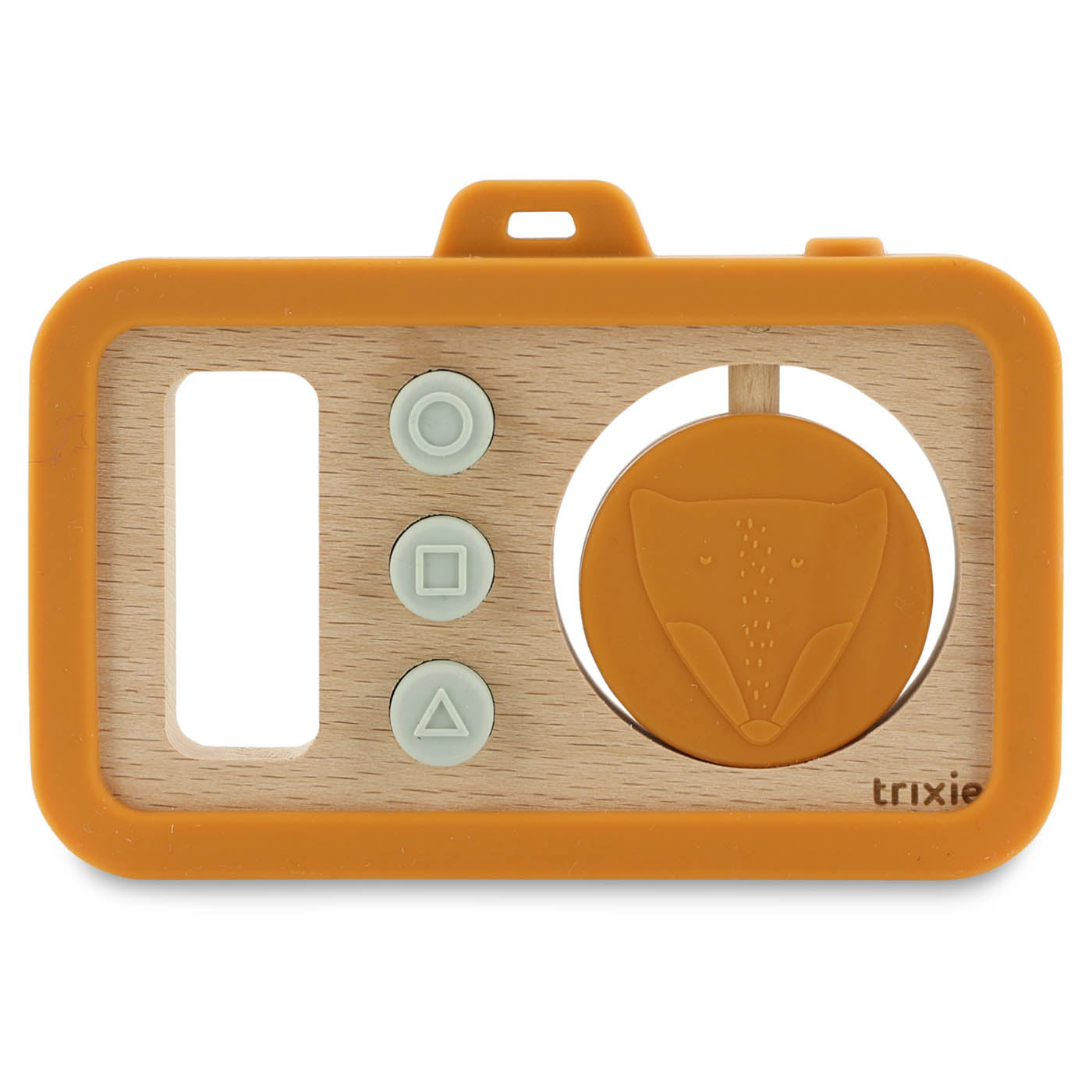 Trixie Baby Premiers jouets Appareil photo bébé Mr. Fox en silicone et bois