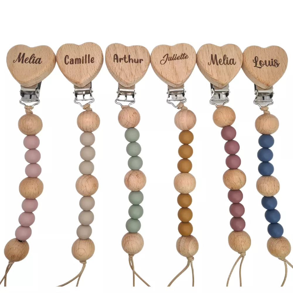 Baby-Crea Coffret naissance personnalisé attache tétine et anneau beige