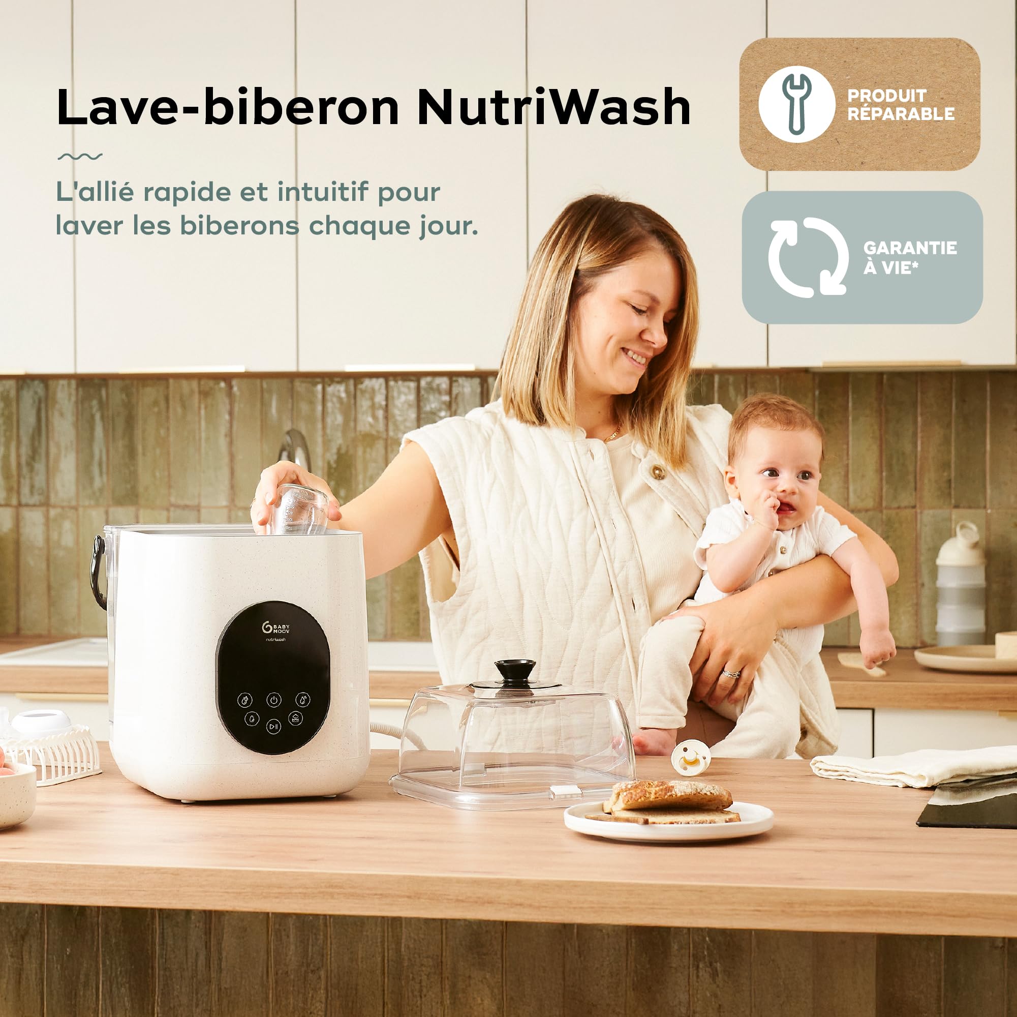 Babymoov Nutribaby / Duo Meal NutriWash lave-biberon électrique 4-en-1 beige