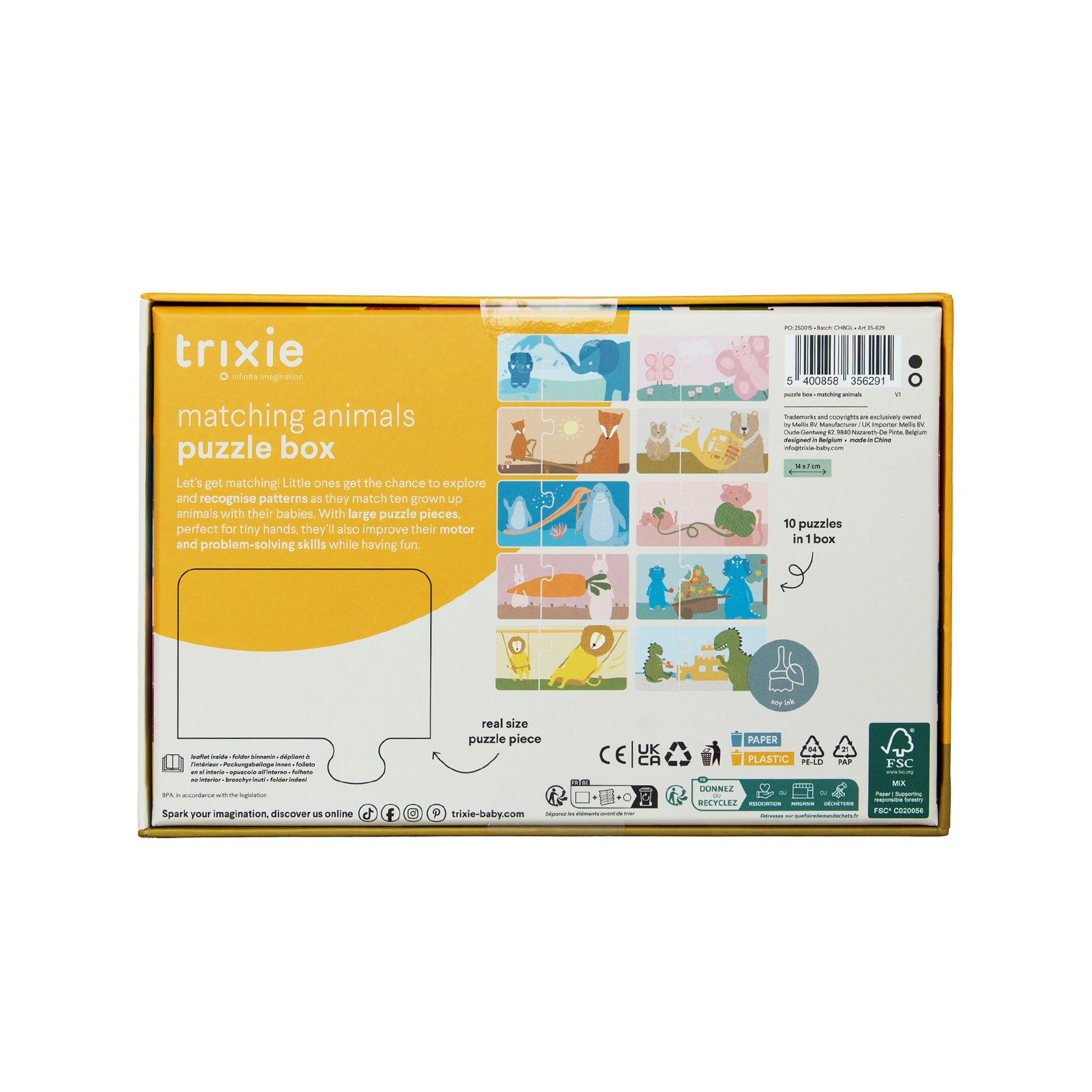 Trixie Baby Jeux, puzzles & livres Boîte à puzzles association d'animaux 10 puzzles en duo