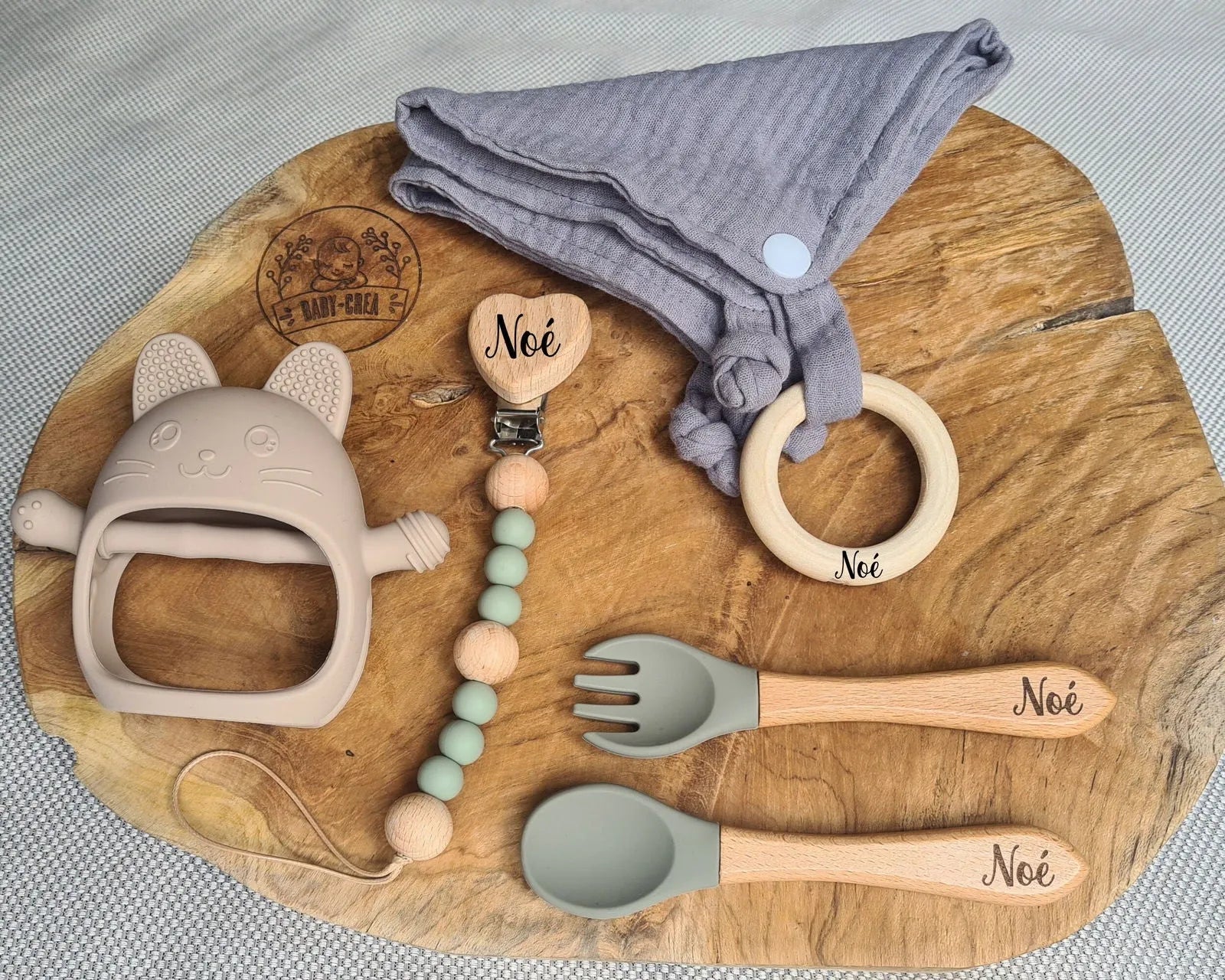 Baby-Crea Coffret naissance personnalisé Coffret Cadeau de Naissance pour Bébé bleu marine