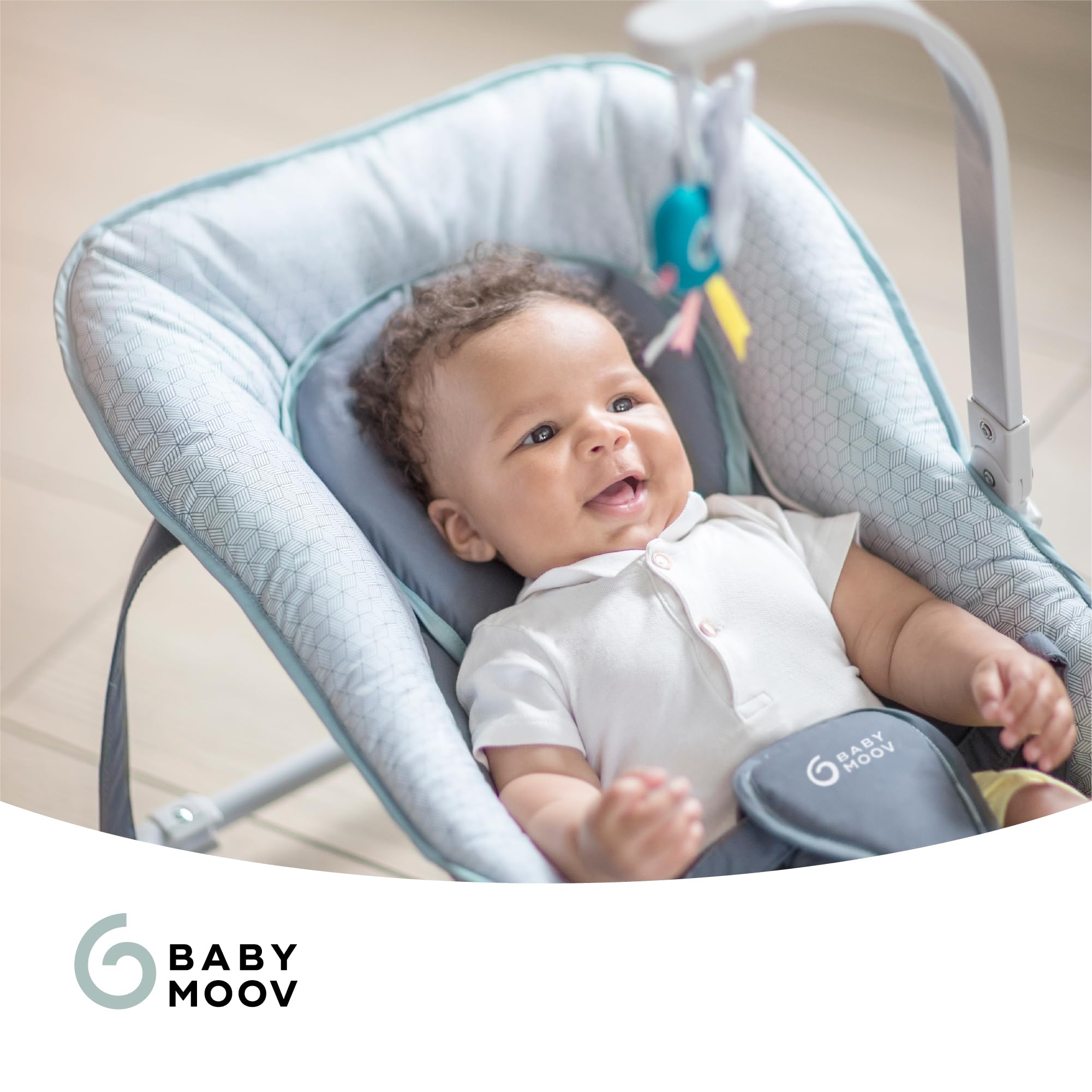 Babymoov Swoon Graphik transat bébé bleu fixe balancelle