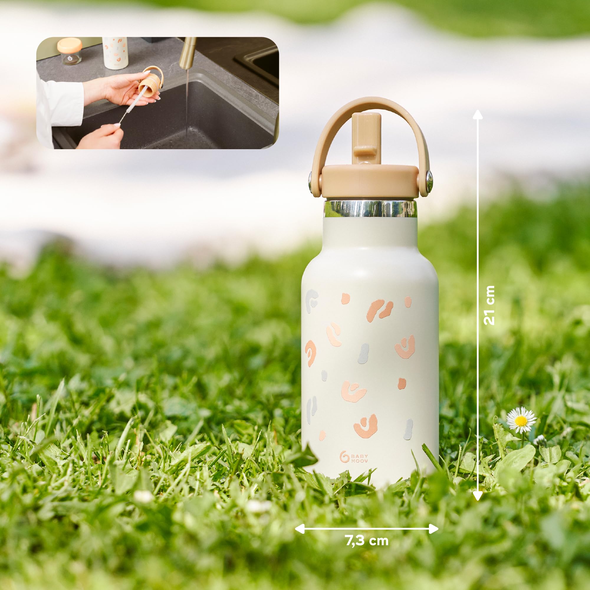 Babymoov gourde enfant isotherme inox 350 ml avec paille