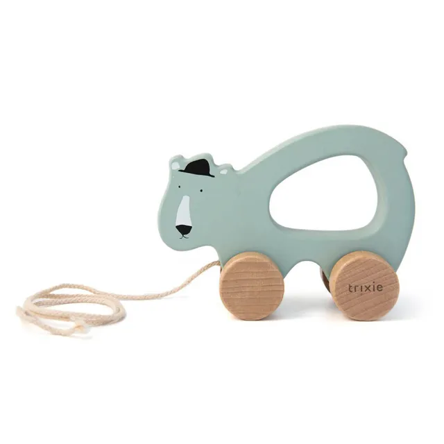 Trixie Baby Jouets à pousser et à tirer Mr. Polar Bear jouet à tirer en bois