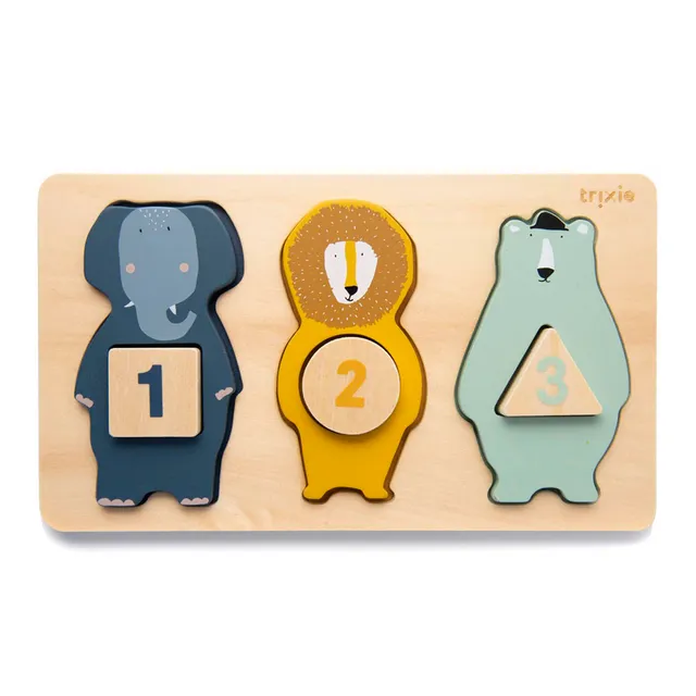 Trixie Baby Puzzle à compter en bois animaux et chiffres