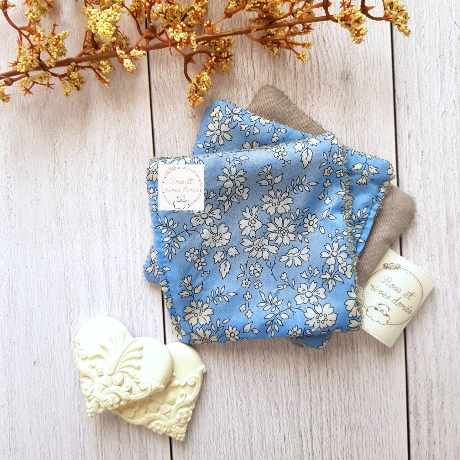 Rose et rêves dorés Lingettes Macaron lot de 3 coton et bambou