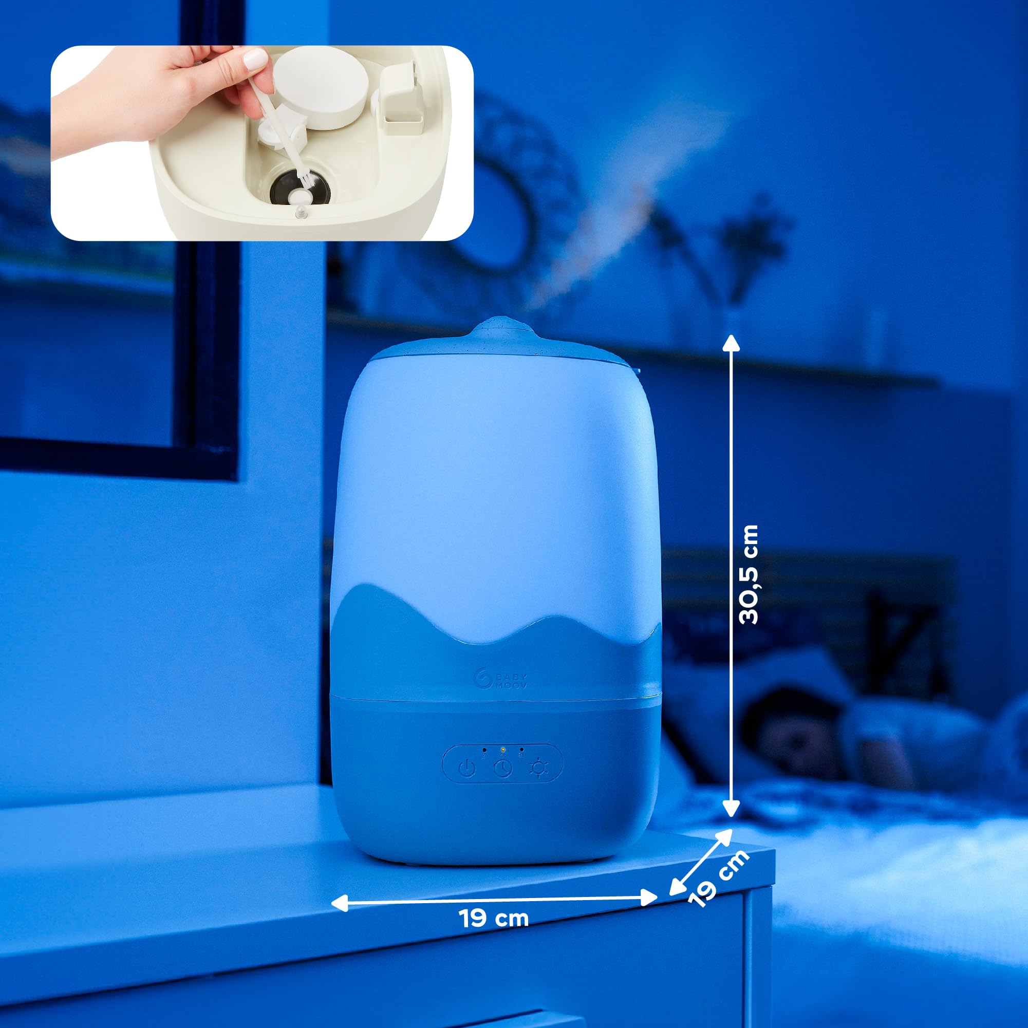 Babymoov YOO Wave humidificateur bébé vapeur froide 4 L, 26 h, silencieux