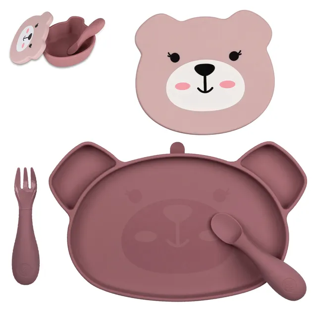 Tum Tum Bowls & Plates set repas bébé rose en silicone avec ventouses