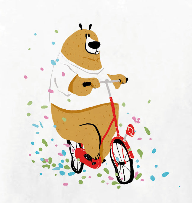 PIOLOU Le T-Shirt Ours à vélo t-shirt blanc 1-2 ans coton