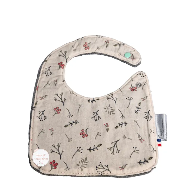 Rose et rêves dorés Bavoirs Bavoir pour bébé doux feuillages en coton et bambou