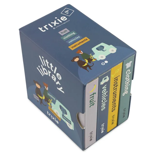 Trixie Baby Jeux, puzzles & livres Petite bibliothèque Vêtements, Fruits, Véhicules, Instruments