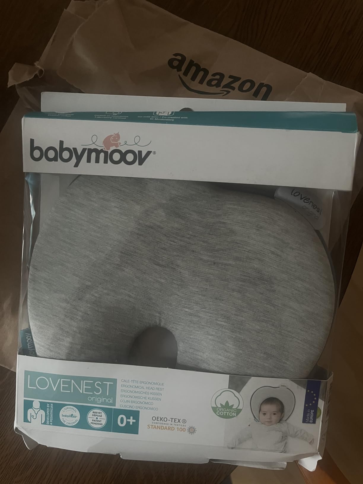 Babymoov Swoon Lovenest Original support de tête Smokey, coton bio