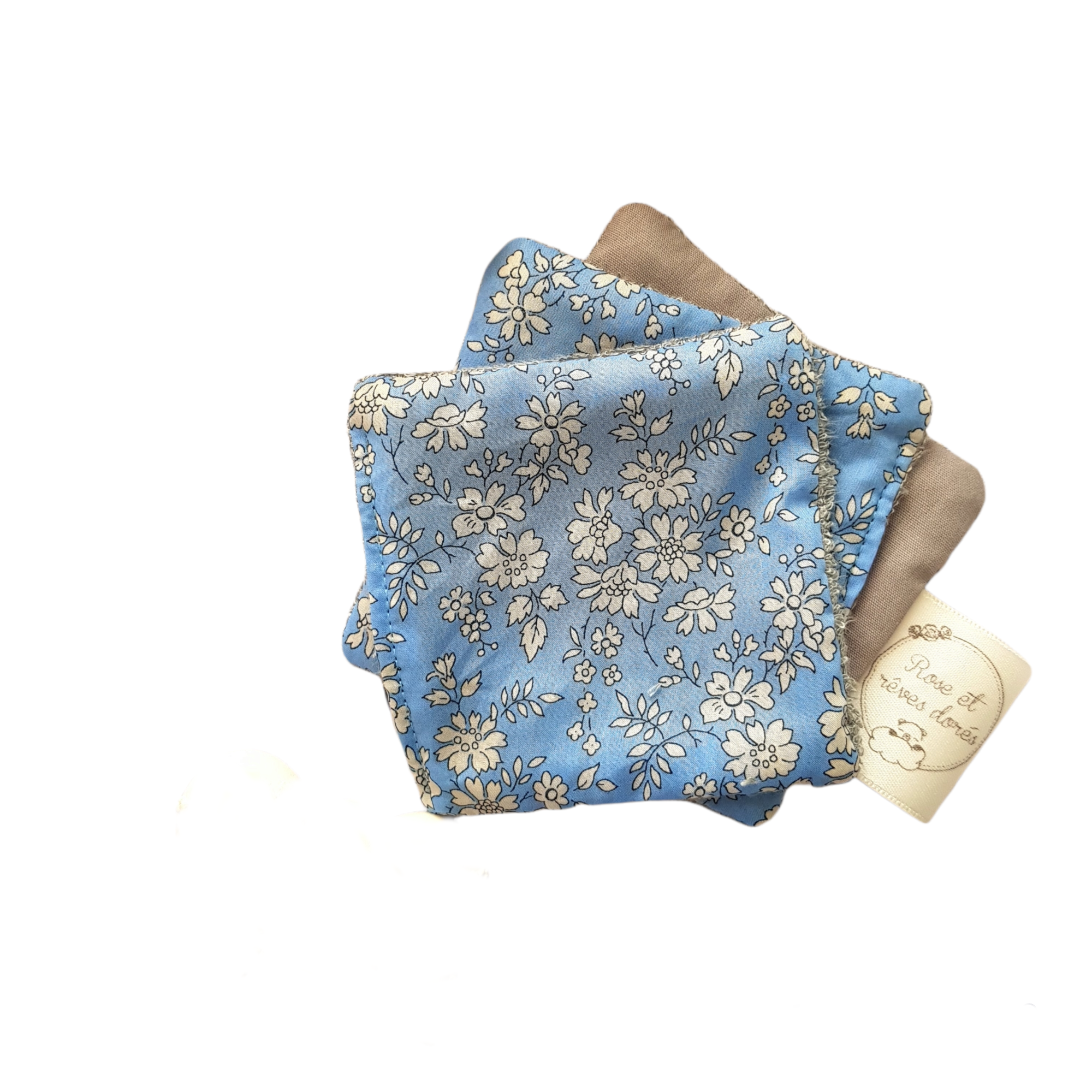 Rose et rêves dorés Lingettes Macaron lot de 3 coton et bambou
